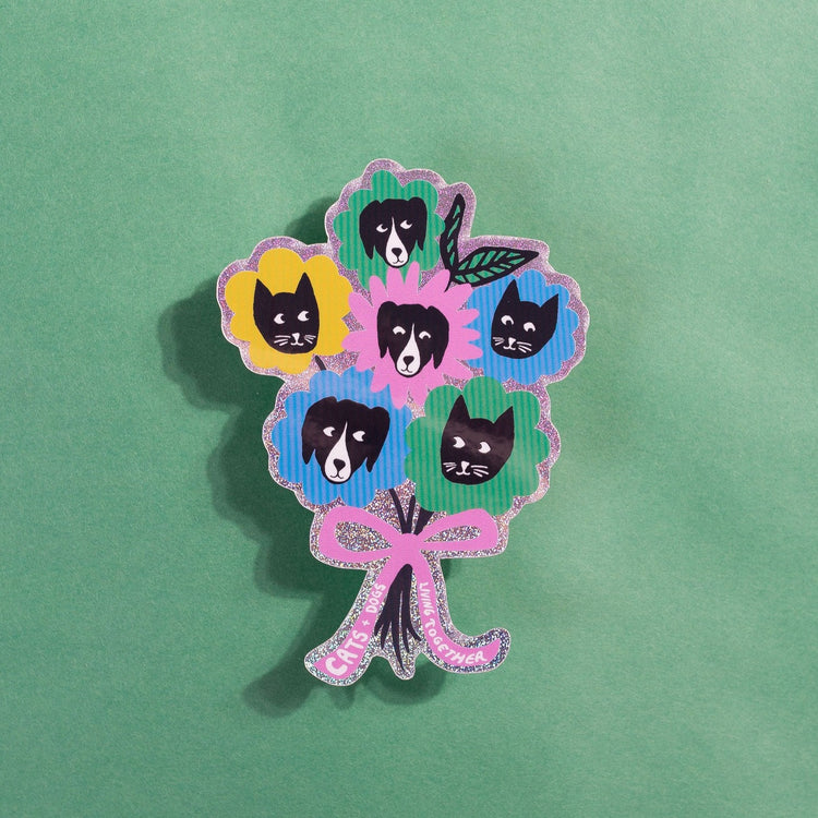Cat and Dog Glitter Sticker