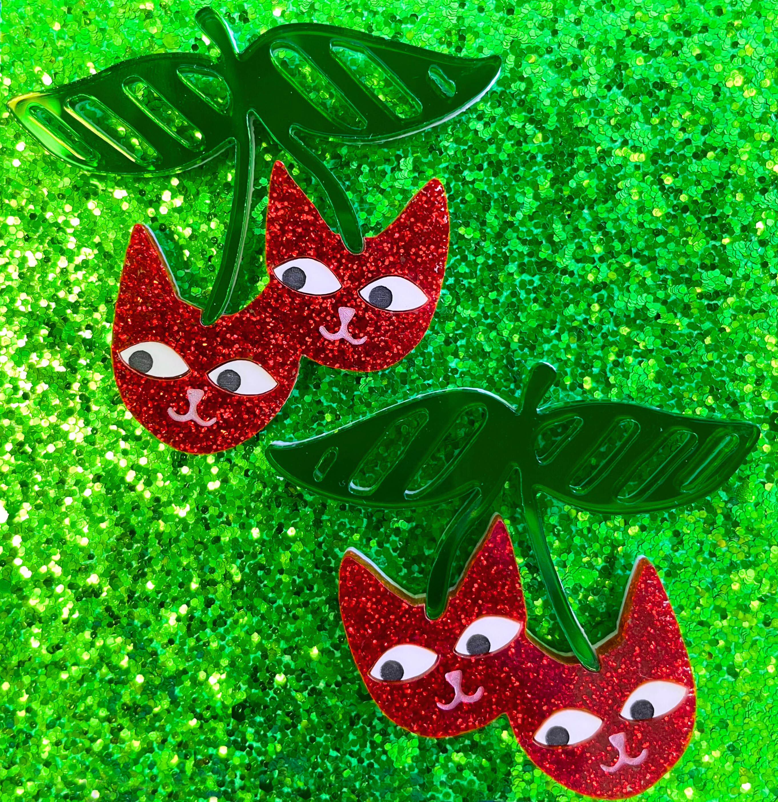 Vinca X Baby Cats Cherry Cat Earring Baby Cats of California