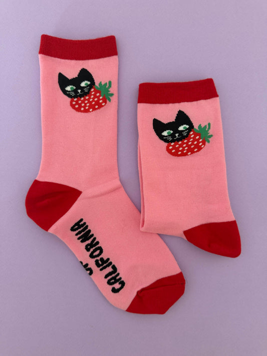 ADULT Strawberry Cats Socks