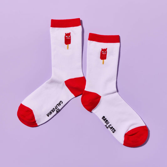 Adult Embroidered Catsicle Socks