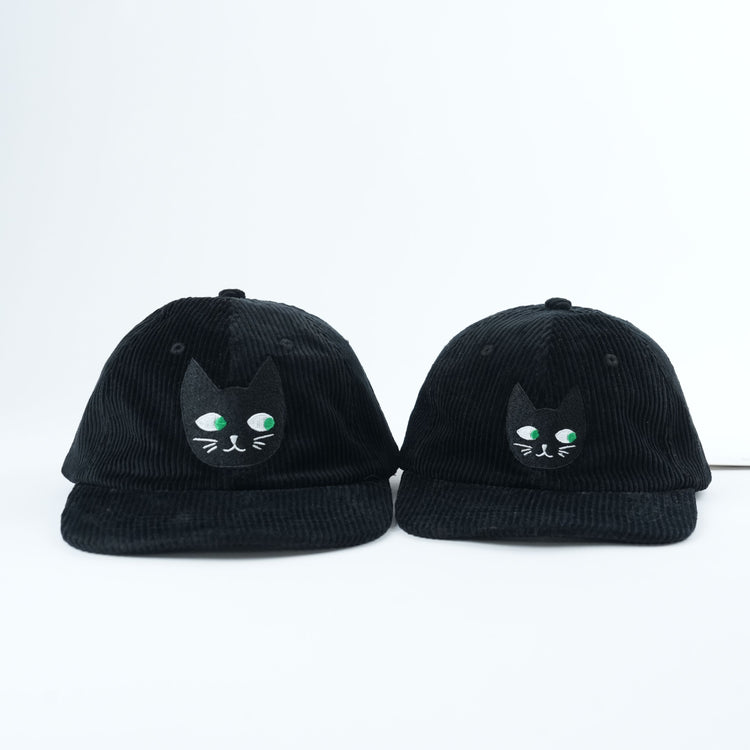 Kids Black Cat Corduroy Hat