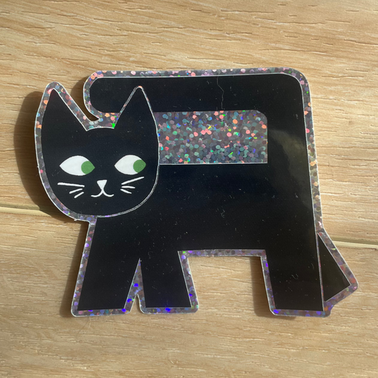 Black Cat Glitter Sticker