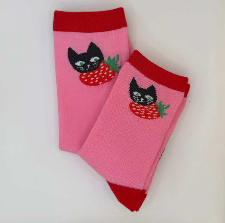 ADULT Strawberry Cats Socks