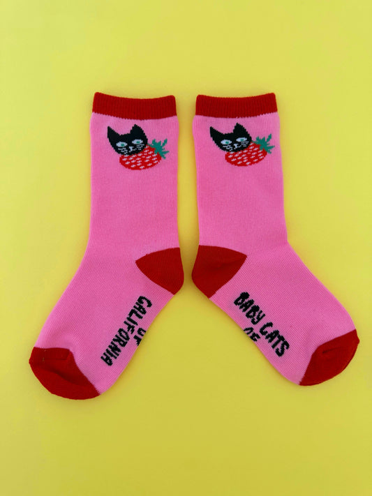 KIDS Strawberry Cat Socks