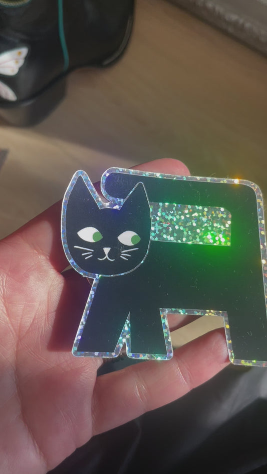 Black Cat Glitter Sticker